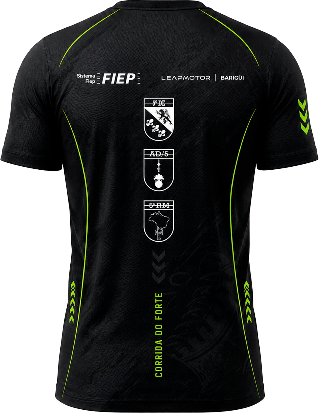 Verso da camisa oficial da Corrida do Forte 2026